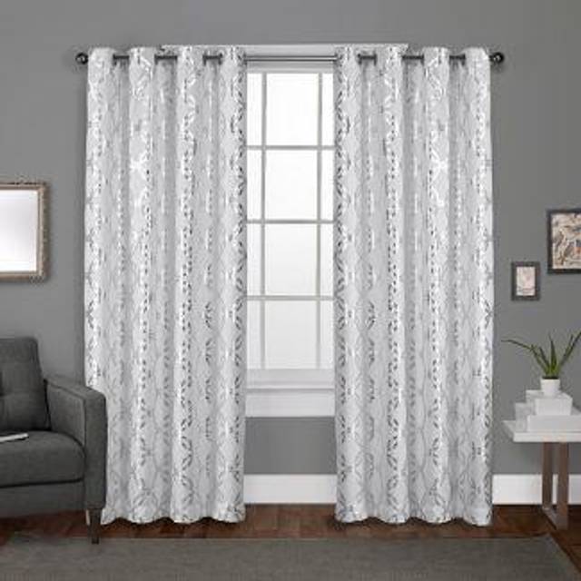 Exclusive Home Curtains Exclusive Home Modo Metallic Geometric Grommet Top Curtain Panel Pair  54x108  Winter White  2 Count