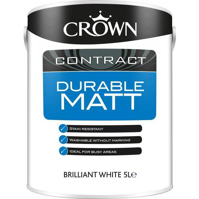 Crown Contract Durable Matt Emulsion Paint 5L Brilliant in White