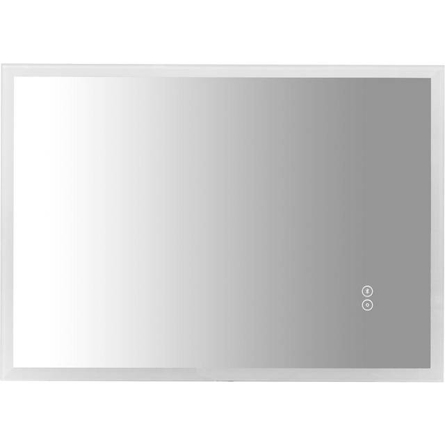 Rectangular Heated Bathroom Mirror with Lights Shaver Socket & Bluetooth Speaker 800 x 600mm - Divine - Silver