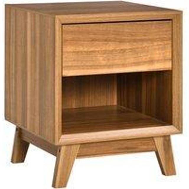 HOMCOM Box Shaped Side Table With Drawer And Shelf Wood Grain Effect, Brown