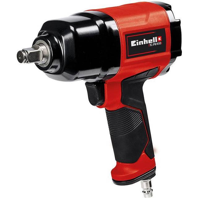 Einhell TC-PW 610 tryckluftsslagskruvdragare (max. vridmoment 610 Nm, vänster/högerdrift, 10 uttag, oljeflaska (tom), pluggnippel, förlängning 125 mm, transportväska)