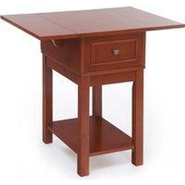 Greenhurst Single Drawer Single Shelf Drop Leaf Oak Side Table - Wood