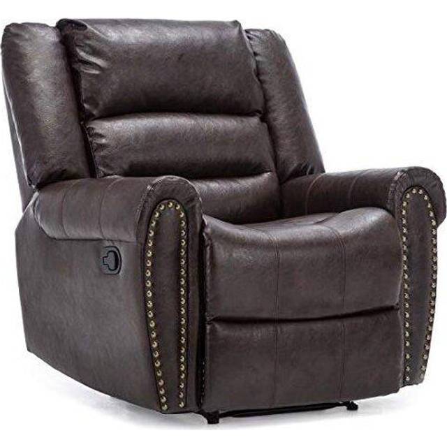 (Brown) Denver Bonded Leather Recliner Armchair W Stud Sofa Home Lounge Chair Reclining