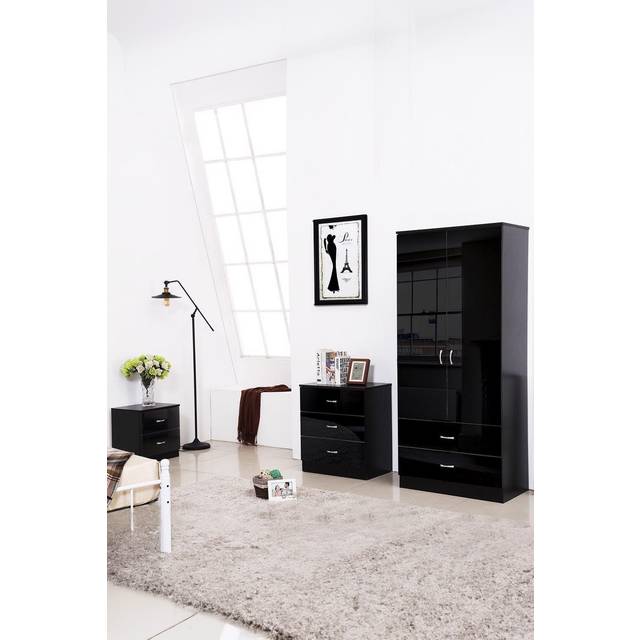 White gloss chilton modern bedroom 2 door 2 drawer combi robe wardrobe drawers