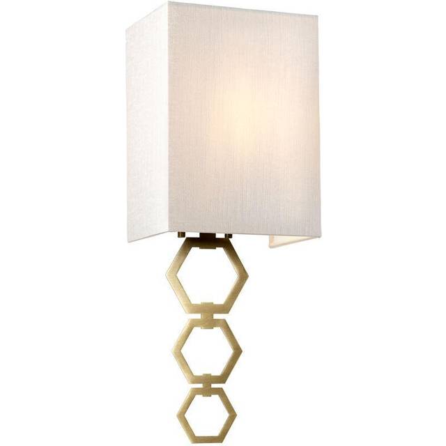 Elstead - Ria Small 1 Light Wall Light, Aged Brass, Ivory Faux Silk Shade