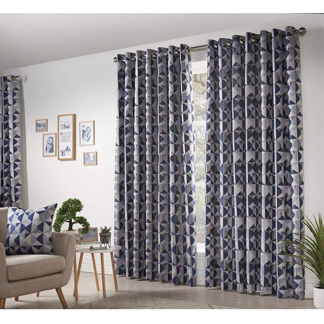 Essential Living Zandi 66" X 54" Navy Ring Top Curtains, Blue