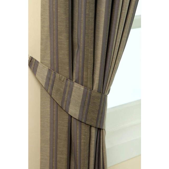Homescapes Grey Jacquard Tie Back Pair Modern Striped Design