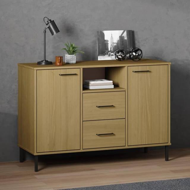 (brown) vidaXL Solid Wood Sideboard with Metal Legs OSLO Home Furniture Multi Colours