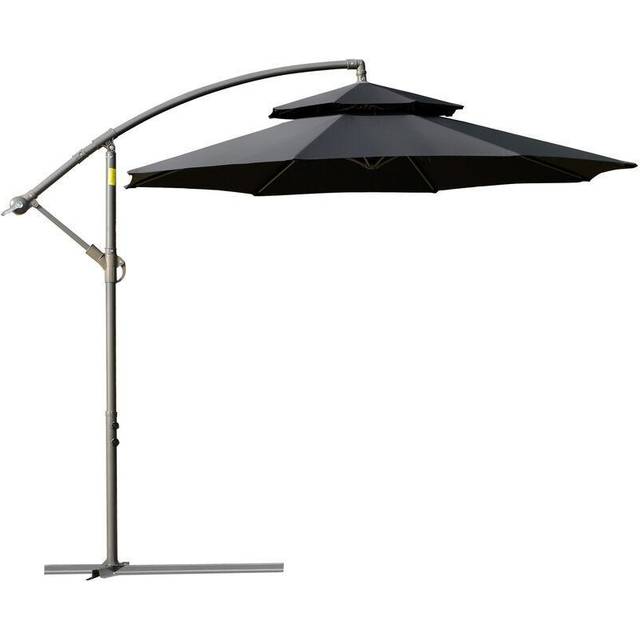 Outsunny 2.7m Cantilever Banana Parasol Outdoor Sun Shade w/ Crank, Black