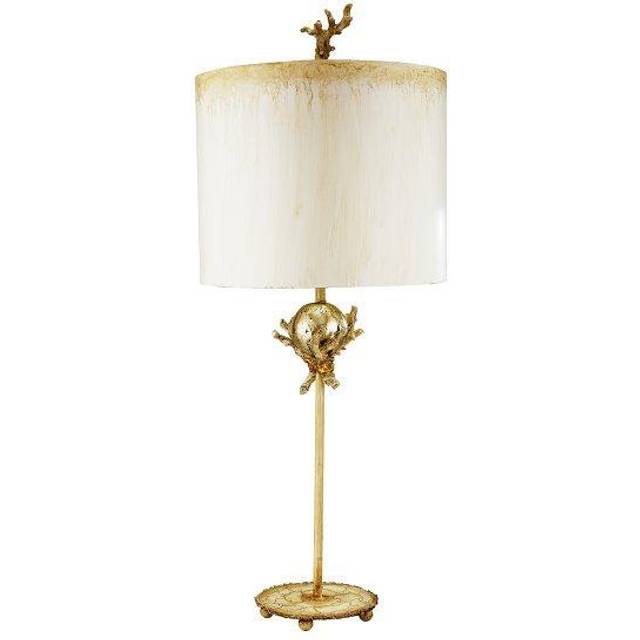 Flambeau Trellis Table Lamp Hand Painted in Putty Patina &amp; Silver