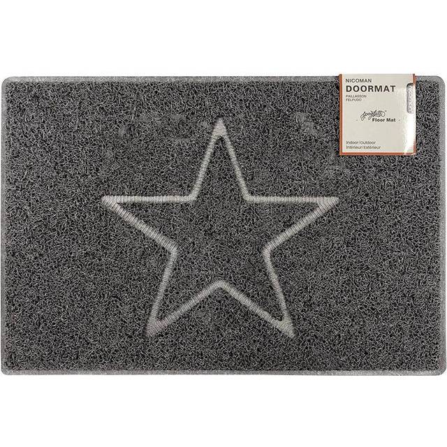Star Embossed Doormat - Grey - 60cm x 90cm