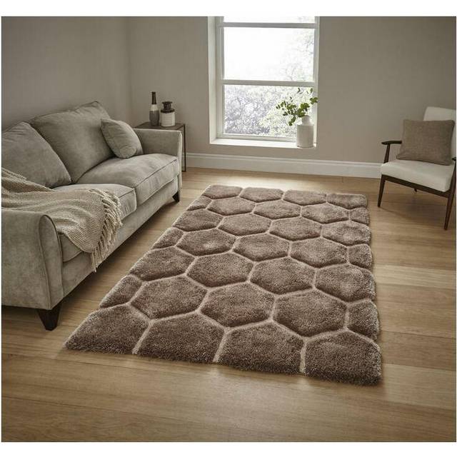 (Beige, 180 x 270 cm) 3D Geometric HoneyComb Hexagon Rugs Handmade Super Soft Thick 4cm Pile Shaggy Rug  Small Large Living Room Bedroom Multi Colour