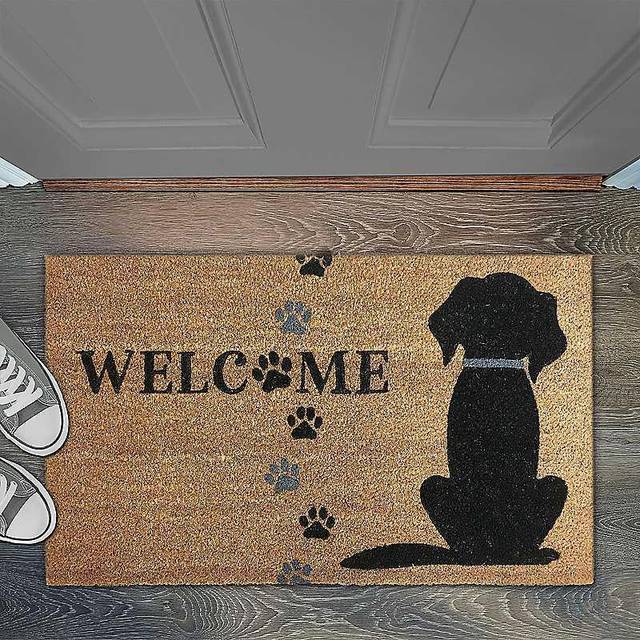 Likewise Rugs & Matting Gainsborough ECO Rubber Backed Welcome Pawprint Doormat - Natural