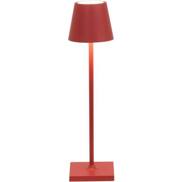 Zafferano, Poldina Micro Lampa, Uppladdningsbar Sladdlös Bordslampa med Touchkontroller, Lämplig för interiör och utomhus bruk, Dimmer, 2200-3000 K, Höjd 27,5 CM, Färg Röd