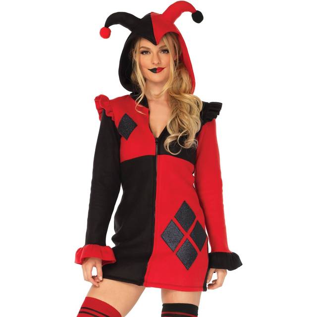 Cozy Harlequin Women's Costume | Adult Clown Costumes - Black&#47;Red (L)