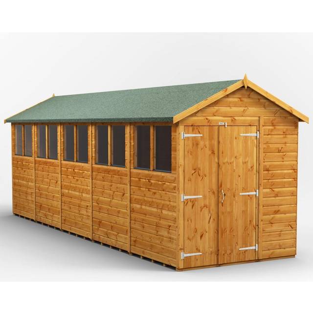 Power Apex 20' x 6' Double Door Garden Shed, Brown