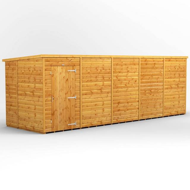 Powersheds Pent Roof Windowless Single Door Garden Shed 20ft x 6ft - Golden Brown