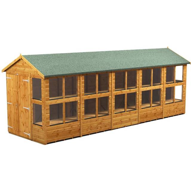 Powersheds Apex Roof Double Door Potting Shed 20ft x 6ft - Golden Brown
