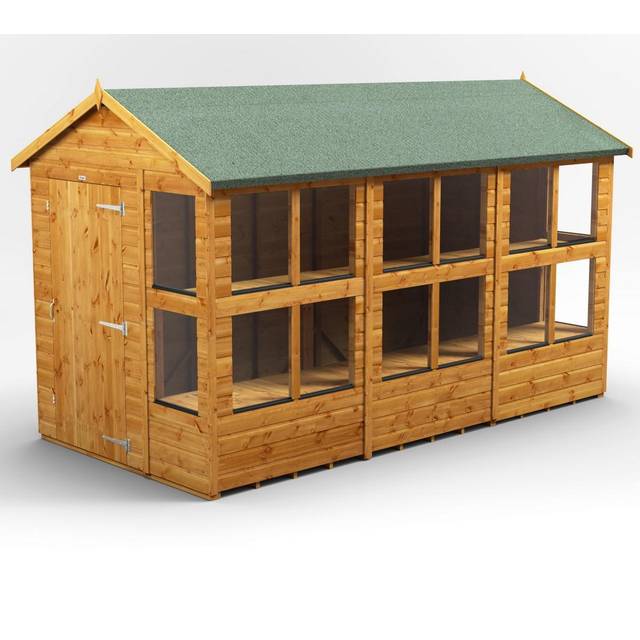 Powersheds Apex Roof Single Door Potting Shed 12ft x 6ft - Golden Brown