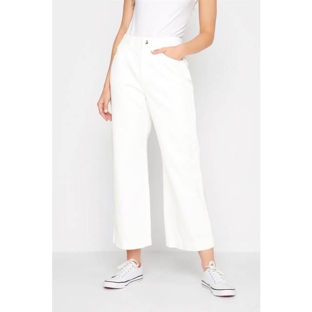 Lts Tall White Denim Bea Cropped Wide Leg Jeans 16 Lts | Tall Women's Cropped Trousers