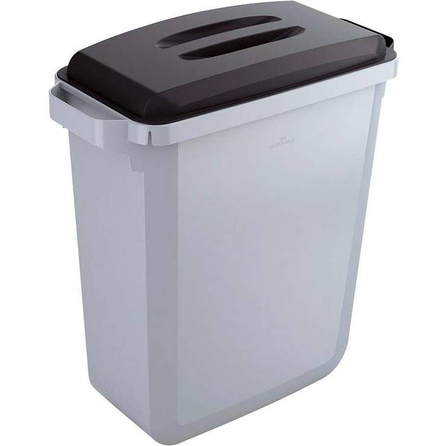 Durable DURABIN Plastic Waste Recycling Bin 60 Litre Rectangular Grey with Black Lid (VEH2012029)