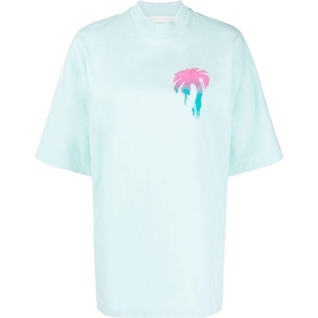Women's Palm Angels I Love PA Logo Light Blue T-Shirt - Size: 10/8