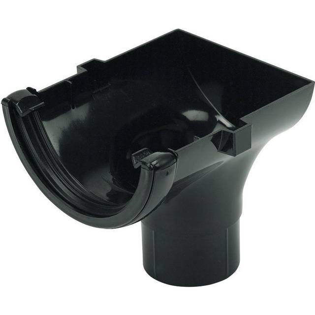 FloPlast Half Round Gutter Stopend Outlet - 112mm Black