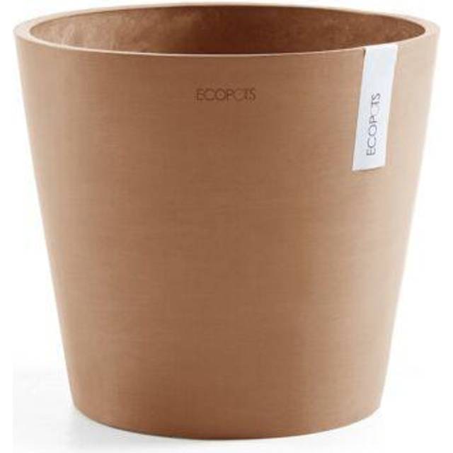 "Ecopots Amsterdam Durable Modern Round Indoor/Outdoor Recycled-Based Composite Flower Pot Planter  Terracotta Color  16"""""""""
