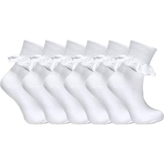 (12-24 Months, Pink) Sock Snob - 6 Pack Baby Girl Soft Cotton Rich Frilly Lace Socks