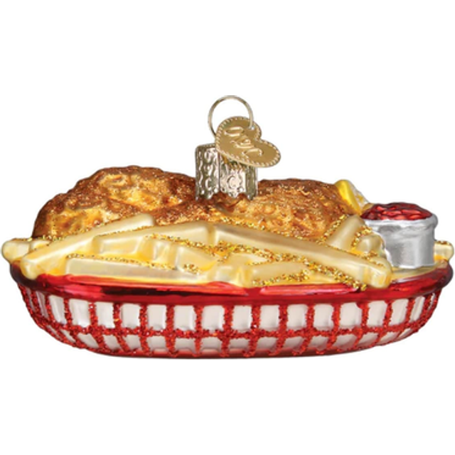 Old World Christmas Chicken Basket Glass Blown Ornament for Christmas Tree