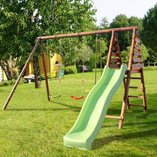 Soulet Violette Wooden Swing Set with Slide