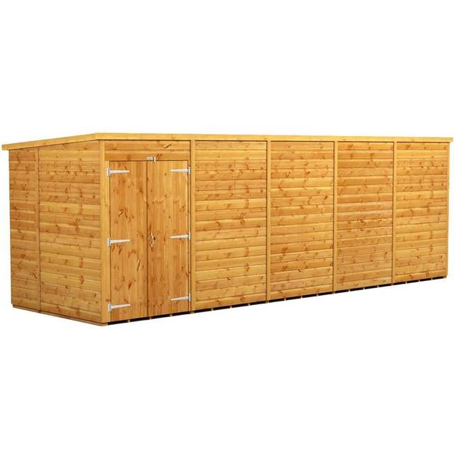Powersheds Pent Roof Windowless Double Door Garden Shed 20ft x 6ft - Golden Brown