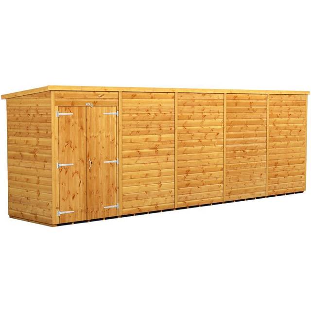 Power Pent 20' x 4' Windowless Double Door Garden Shed, Brown