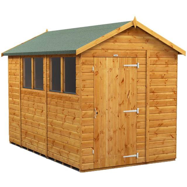 Powersheds Apex Roof Single Door Garden Shed 10ft x 6ft - Golden Brown
