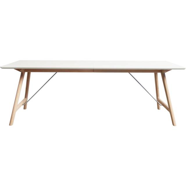 T7 Dining Table Extendable 95x220 cm, White/White Pigmented Oak