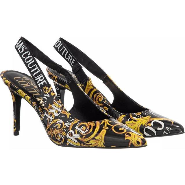 JEANS COUTURE Baroque Motif Faux Leather Slingback 9,5cm size 39 (39)