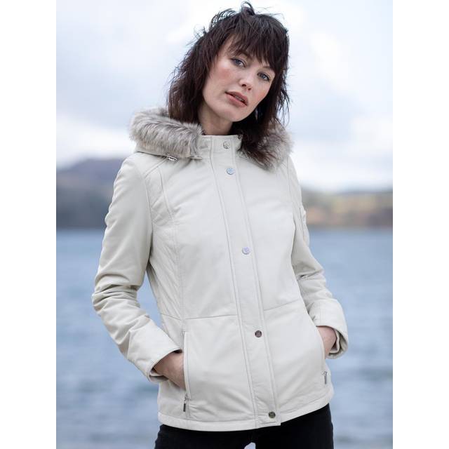 Lakeland Leather Womens Armathwaite Coat in White - Size 10 UK