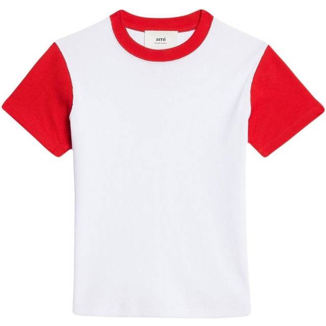 AMI Paris White Ami de Cœur T-Shirt - WHITE / SCARLET RED/ - XXL