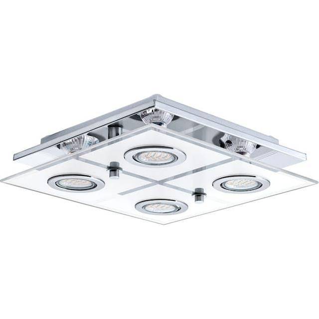 EGLO Cabo Ceiling Light with 4 LEDs 29x29cm - Chrome & Satin | TJ Hughes