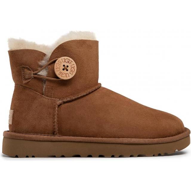 (WMNS) UGG Mini Bailey Button II Boot Fleece Lined 1016422-CHE - Chestnut - 7