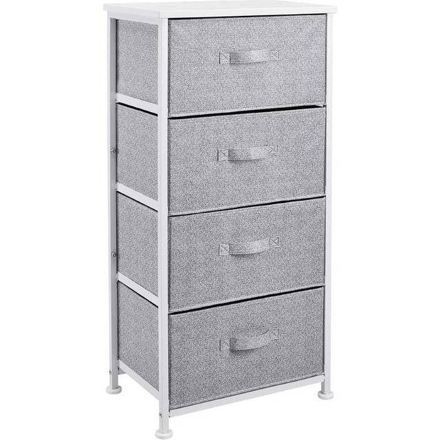 Fabric 4-Drawer Storage Organiser Unit with Durable Steel Frame and Removable Drawers, White