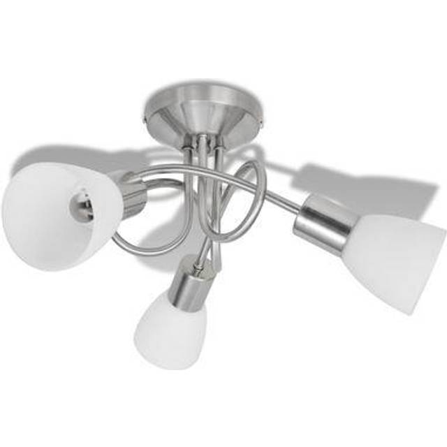 vidaXL Ceiling Lamp with Glass Shades for 3 E14 Bulbs - White
