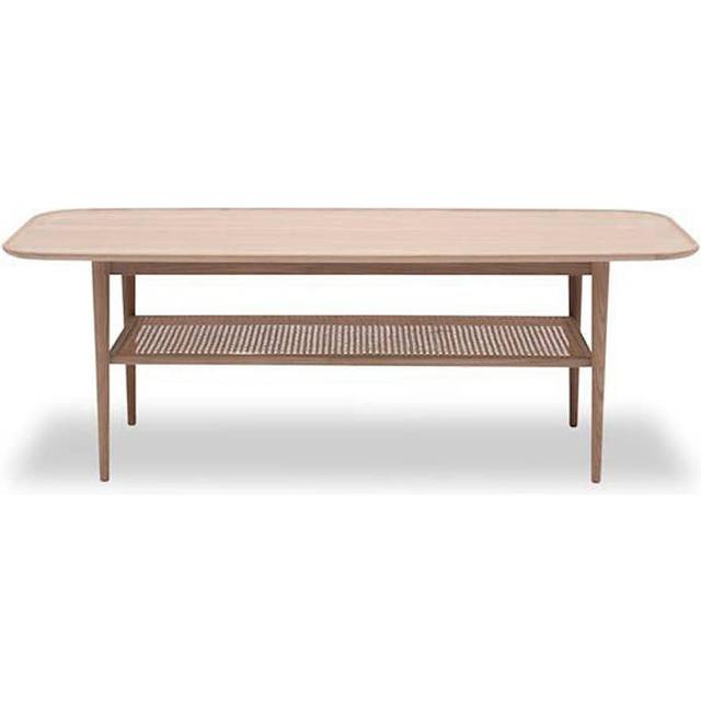 Athene Coffee Table 60x150 cm, White Oiled Oak / Rattan