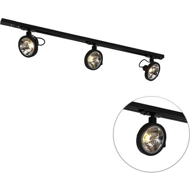 Qazqa - Modern Track Lighting with 3 Spotlights Black 1-Phase - Iconic Go