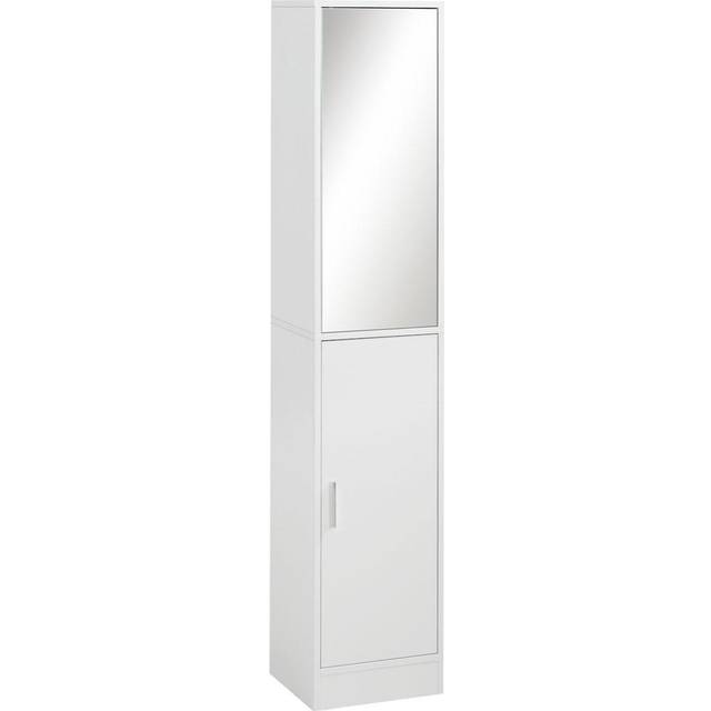 kleankin Tall Mirrored Bathroom Cabinet Bathroom Storage Cupboard Tallboy Unit W