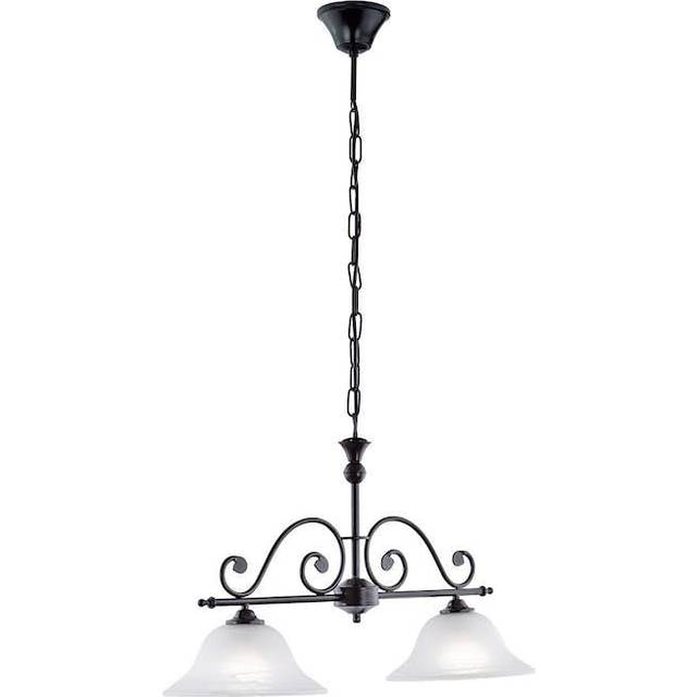 Eglo - Murcia - 2 Light Ceiling Pendant Bar Black, Alabaster Glass, E27