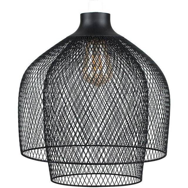 ValueLights Sigmund 2 Tier Matt Black Mesh Pendant Shade - 30 x 30 x 30cm