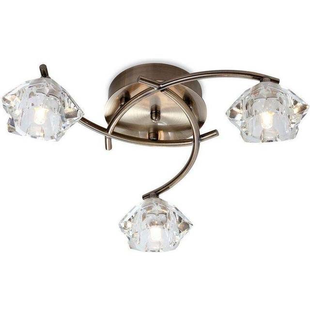 Firstlight Clara Contemporary Style 3-Light Flush Ceiling Light in Antique Brass and Clear Glass