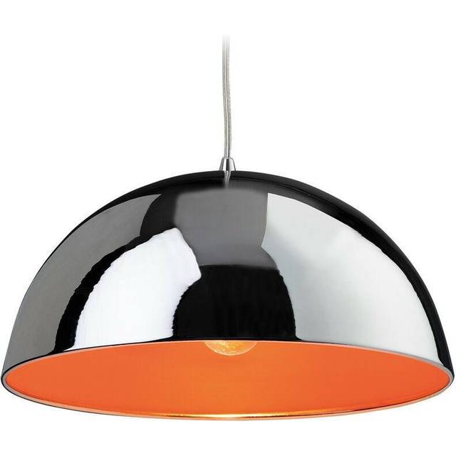 Firstlight Bistro Modern Style 30cm Pendant Light Chrome and Orange Inner