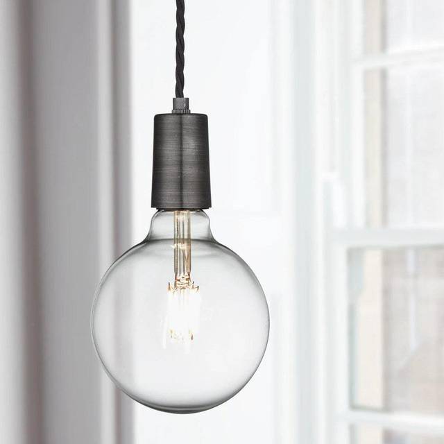 Sleek Edison Wire Pendant Light - Pewter, No